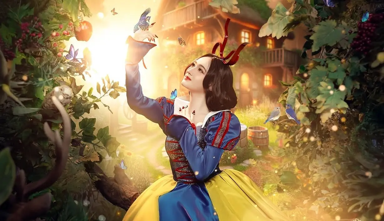 Setting lokasi pemotretan memperkuat nuansa dunia dongeng. Laura difoto di tengah hutan yang menyerupai suasana cerita Snow White, lengkap dengan pencahayaan temaram yang menciptakan kesan misterius sekaligus anggun. Wajahnya yang lembut dan ekspresi yang penuh imajinasi semakin menghidupkan karakter tersebut dalam balutan visual yang modern namun tetap menghormati estetika klasik. (Liputan6.com/IG/@fdphotography90)