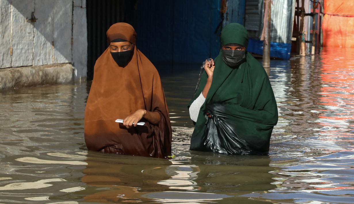 Hujan deras yang berkelanjutan lebih lanjut dapat memicu banjir tambahan di komunitas dataran rendah di dekat sungai, sungai, dan anak sungai. (AFP/Hasan Ali Elmi)