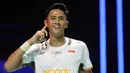 Pebulu tangkis tunggal putra Indonesia, Alwi Farhan merayakan kemenangan atas wakil Taiwan, Chi Yu Jen pada babak semifinal Indonesia Masters 2026 di Istora Gelora Bung Karno, Senayan, Jakarta, Sabtu (24/1/2026). (Bola.com/M Iqbal Ichsan)