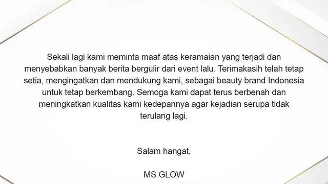 Permintaan Maaf Ms Glow dan Shandy Purnamasari Terkait Klaim Partisipasi Paris Fashion Week/dok. msglowbeauty