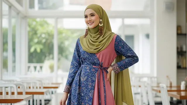 Model Gamis Batik Etnik Asimetris