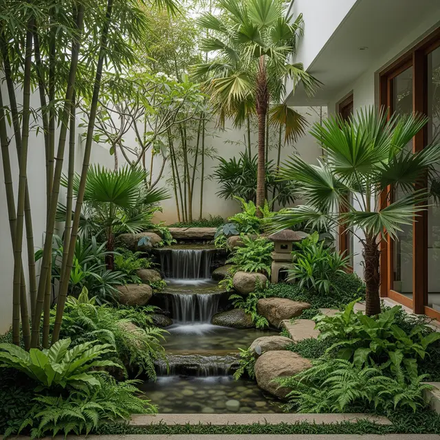 Model Taman Bergaya Jepang Tropis (AI Generated)