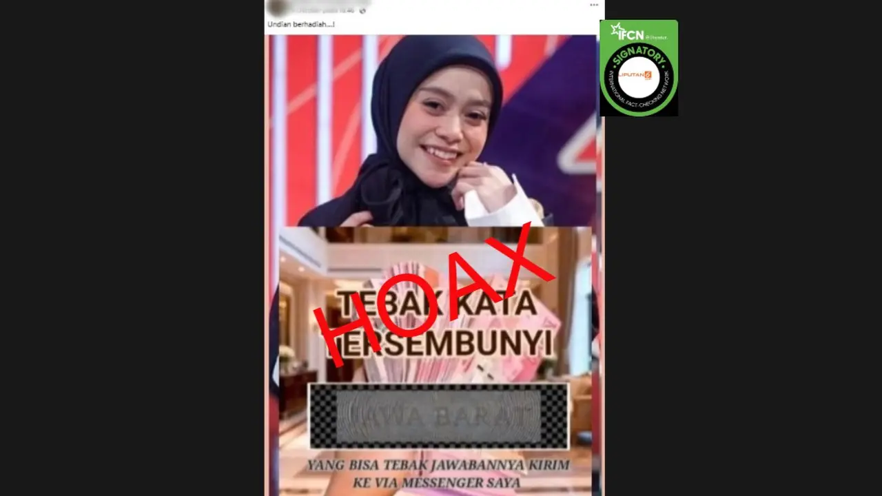 Cek Fakta Liputan6.com mendapati klaim penyanyi dangdut Lesti Kejora mengadakan undiah berhadiah dengan menebak kata tersembunyi.