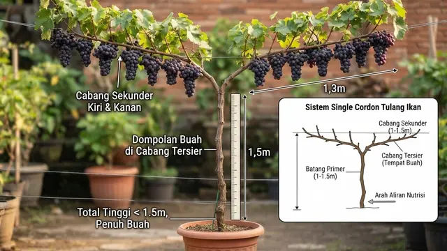 Cara Membuat Pohon Anggur Pendek Tapi Penuh Dompolan Buah