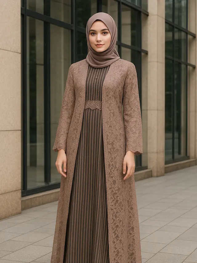 Gamis Lurik Kombinasi Brokat Tren Terbaru