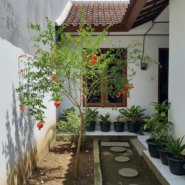 Pohon Buah dengan Batang yang Ramping untuk Lahan Rumah Sempit (Image by Gemini AI)