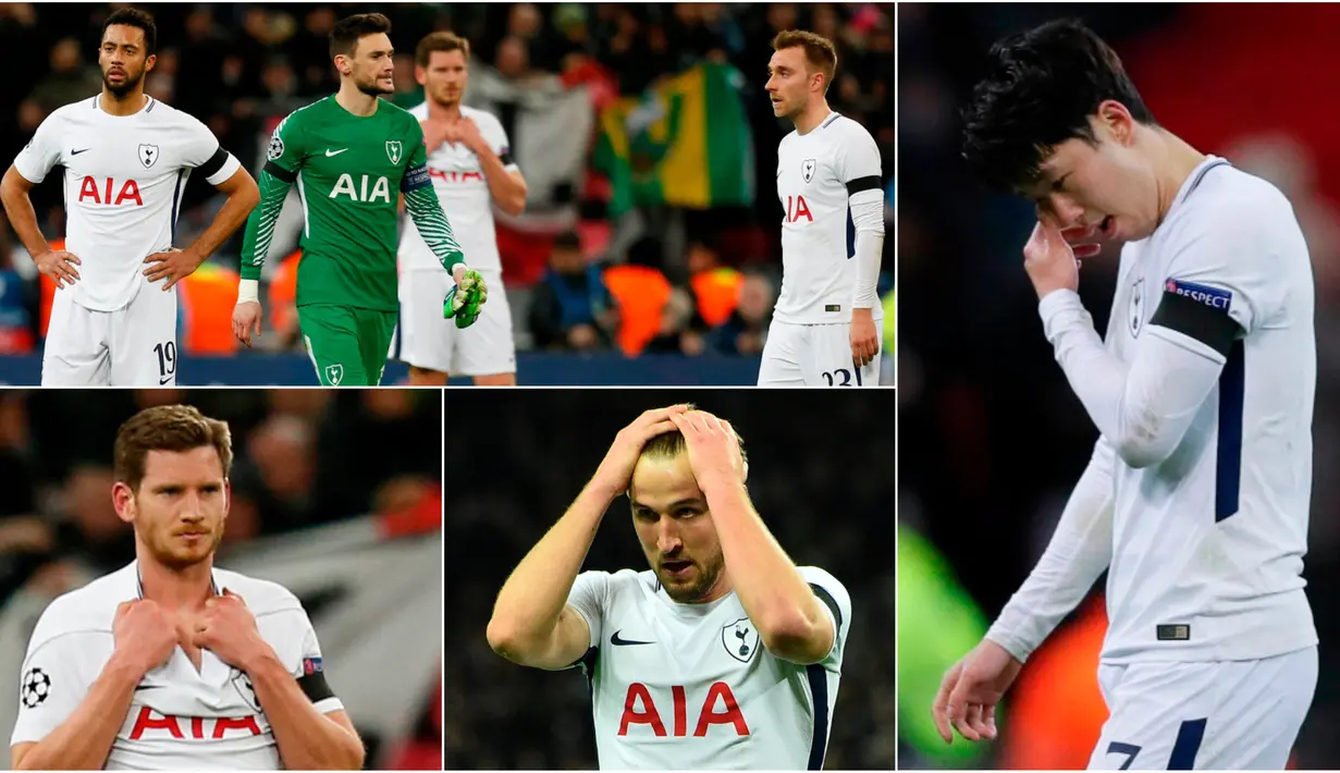 Berikut ini ekspresi kecewa para pemain Tottenham Hotspur setelah disingkirkan Juventus dari Liga Champions. (Foto-foto Kolase Ap dan AFP).