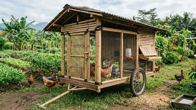 Desain Kandang Ayam dari Bambu yang Murah tapi Tetap Kokoh dan Tahan Lama/AI Generated