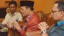 Wakil Ketua MPR Hidayat Nur Wahid (kiri) saat menjadi pembicara pada dialog Pilar Negara yang bertema "Urgensi Pembentukan Lembaga Pengkajian" di Ruang Presentasi Perpustakaan MPR, Jakarta, Kamis (12/2). (Liputan6.com/Andrian M Tunay)