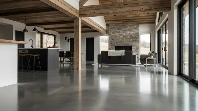 Model Lantai Semen Ekspos untuk Rumah Pedesaan Modern/Gemini AI
