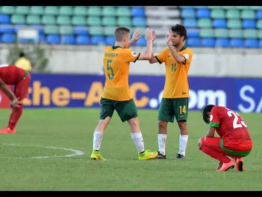Timnas Indonesia U19 dikalahkan Australia 0-1 di Yangon, Myanmar, (12/10/2014). (ANTARA FOTO/Andika Wahyu)