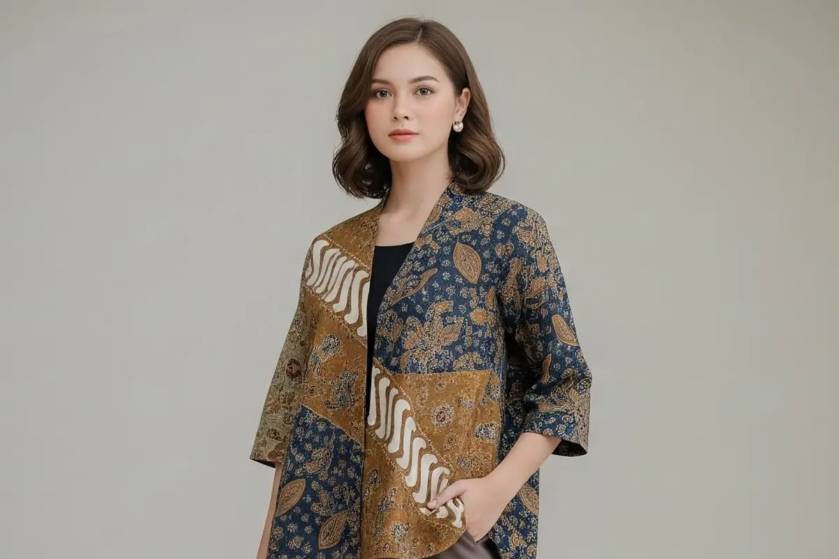 Contoh Model Atasan Batik Kimono Anti Kaku 2025/ Ilustrasi AI