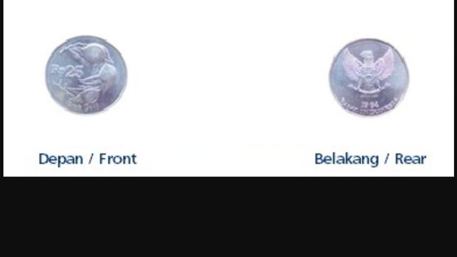 Uang rupiah koin pecahan Rp 25 dengan tahun emisi 1991. (Foto: BI)