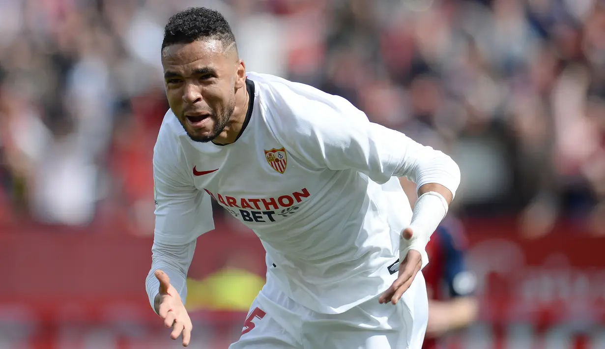 Youssef En-Nesyri. Striker Sevilla asal Brasil berusia 23 tahun ini mencetak 6 gol dari 8 laga. Langkah Sevilla terhenti di babak 16 besar usai kalah dari Borussia Dortmund. (AFP/Cristina Quicler)