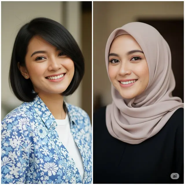 Potongan dengan Poni Samping
