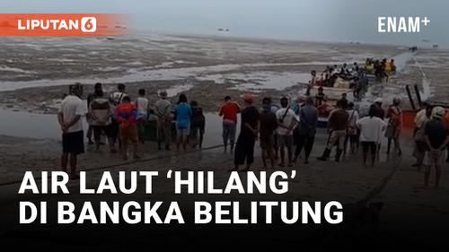 VIDEO: Viral! Air Laut Surut di Pantai Sampur Bangka Belitung