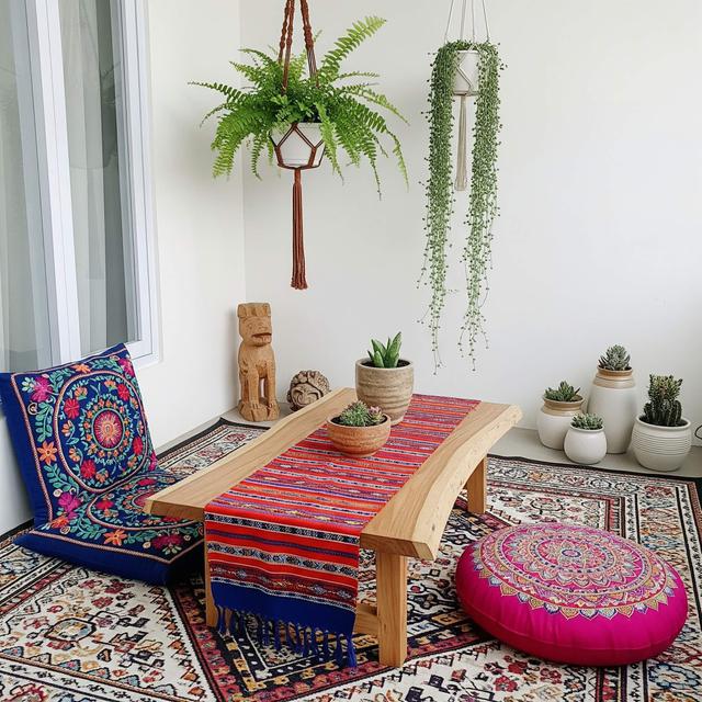 Teras Kecil dengan Meja Kopi Mini