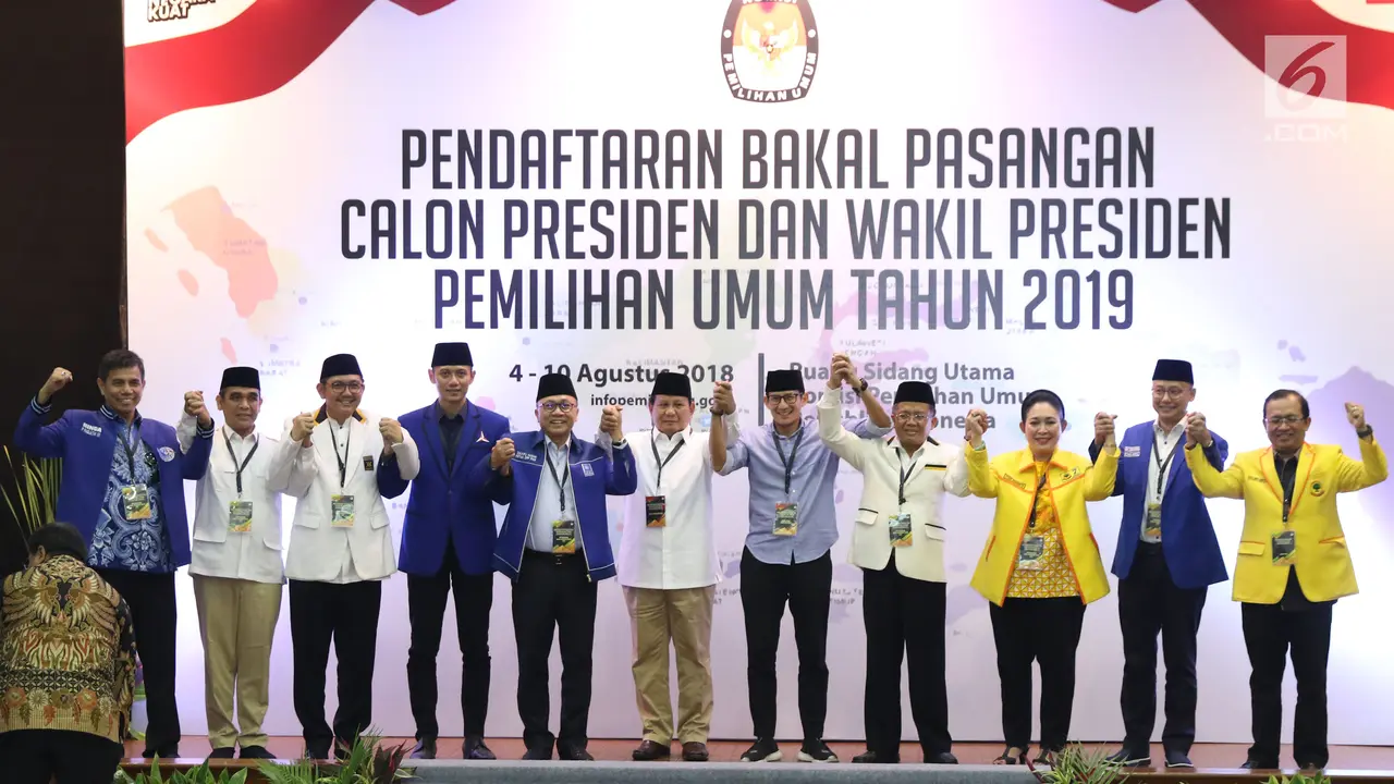 Prabowo dan Sandiaga Serahkan Berkas Pendaftaran Bakal Capres-Cawapres 2019