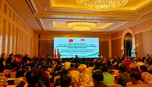 Forum Hukum dan Kebijakan yang mempromosikan kerja sama dalam bidang Ekonomi, Perdagangan, dan Investasi antara Vietnam dan Indonesia di Shangri-La Hotel, Jakarta pada 5 Agustus 2023. (dok. Liputan6.com/Farel Gerald)