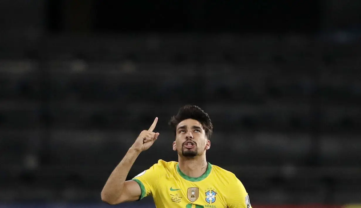 Dengan kemenangan ini, Brasil berhak melaju ke semifinal Copa America 2021 dan akan ditantang Peru di fase empat besar. (AP/Silvia Izquierdo)