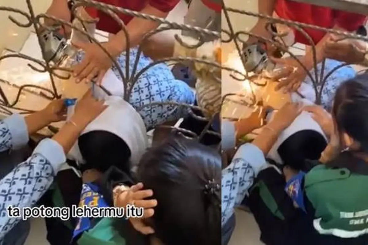 Viral, Momen Kepala Siswi Terjebak di Pagar Sekolah, Bakal Terkenang Seumur Hidu