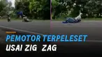 Aksi dua Pemotor konvoi dan jalan zig-zag akhirnya terpeleset.