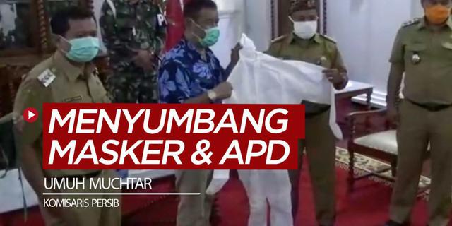 VIDEO: Komisaris Persib, Umuh Muchtar Menyumbang Ribuan Masker dan Ratusan APD untuk Sumedang