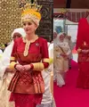 Anisha Rosnah Berbaju Merah saat Prosesi Majlis Istiadat Berbedak. [Instagram]