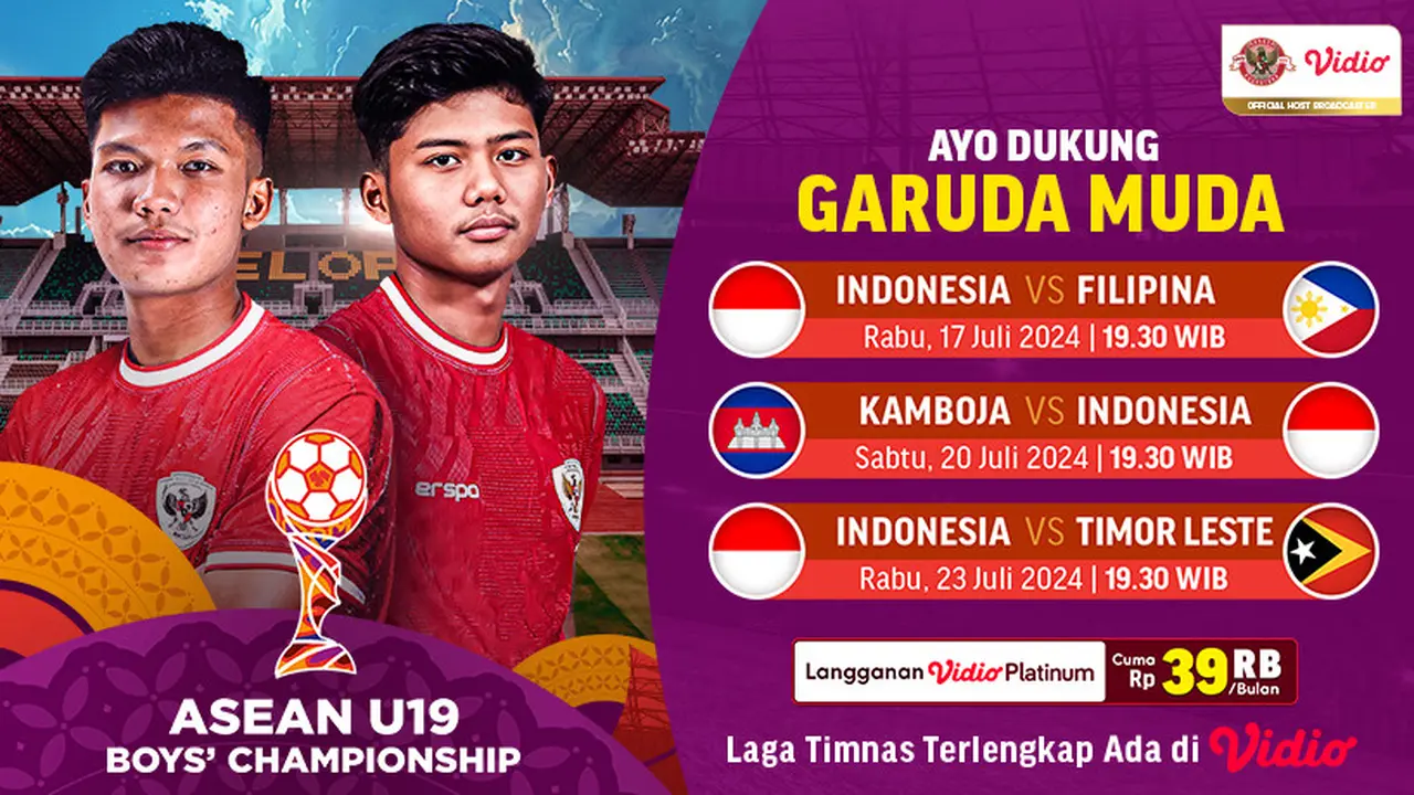 Jadwal Siaran Langsung AFF U19 Youth Championship 2024 di Vidio