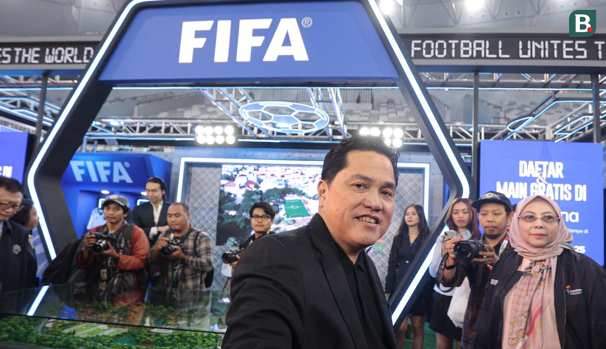 Menpora Erick Thohir saat berada pada acara Indonesia Sports Summit 2025 (ISS 2025) resmi digelar di Indonesia Arena, Senayan, Jakarta pada Sabtu (6/12/2025).