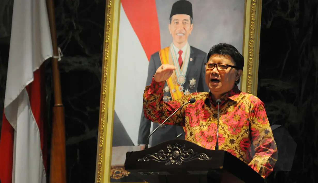 Mendagri Tjahjo Kumolo membuka Musyawarah Perencanaan Pembangunan (Musrenbang) tingkat Provinsi DKI Jakarta di Balai Kota, Jakarta, Selasa (14/4/2015). (Liputan6.com/Herman Zakharia)