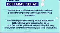 Deklarasi Sehat untuk Peserta Tes SKD CPNS 2021 di portal SSCASN. Dok SCCASN