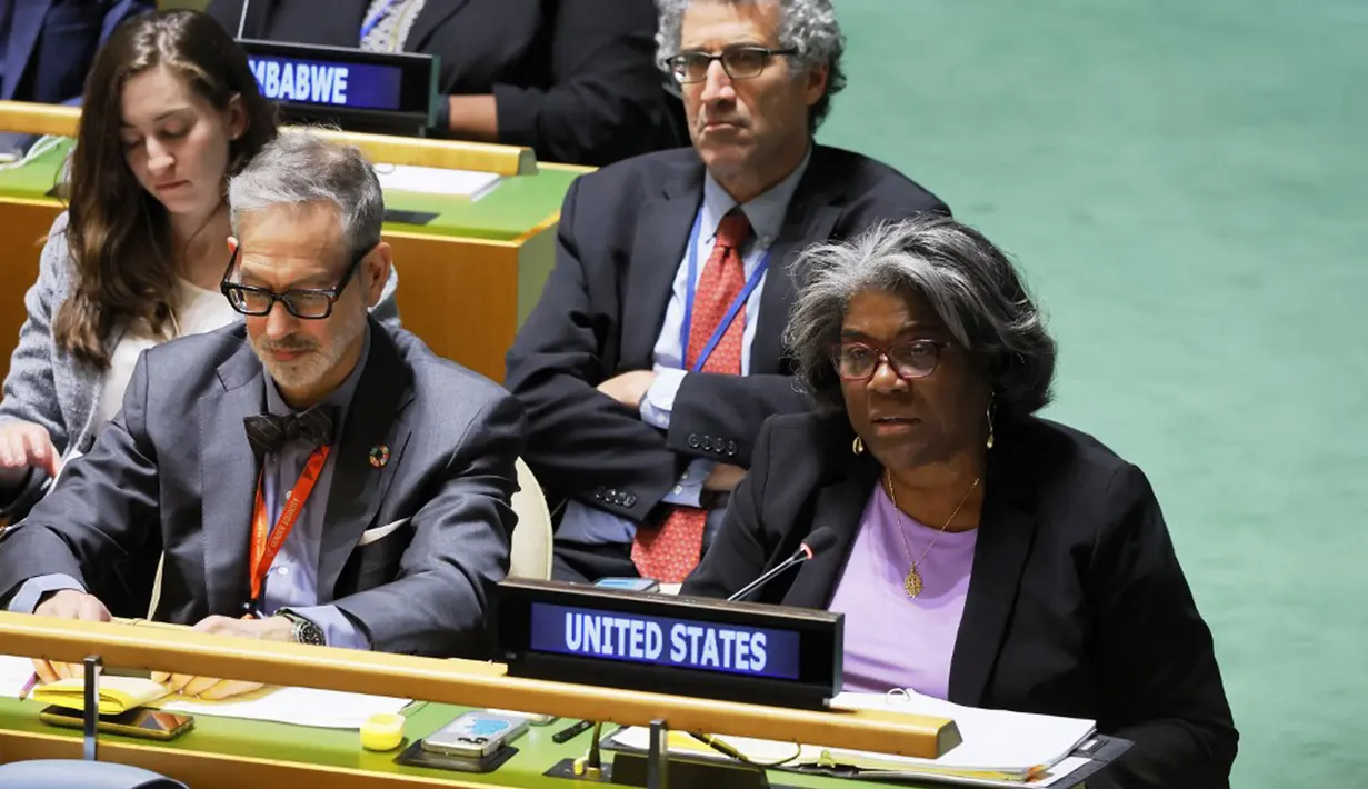 Washington tidak memiliki hak veto di Majelis Umum. Mereka memberikan suara menentang resolusi tersebut, bersama dengan Israel dan delapan negara lainnya, yakni Austria, Ceko, Guatemala, Liberia, Micronesia, Nauru, Papua Nugini, dan Paraguay. (Michael M. Santiago/Getty Images/AFP)