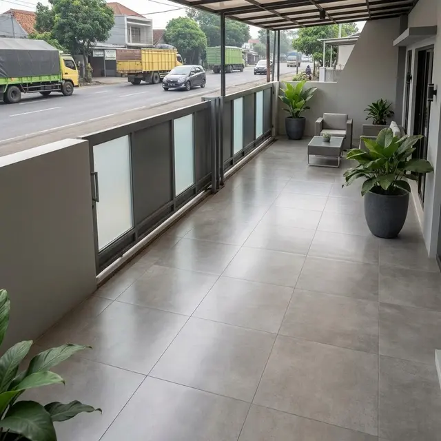 Ide Teras Bebas Debu untuk Rumah Pinggir Jalan Besar