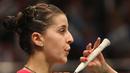 Caolina Marin selalu fokus dalam setiap pertandingan yang dihadapinya. (Bola.com/Arief Bagus)