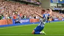 Pada musim 2023/2024, Evan Ferguson telah mencetak total 4 gol dari 4 laga. Gol pertama dicetak pada pekan pembuka musim 2023/2024 saat Brighton menang 4-1 atas tamunya yang berstatus tim promosi Luton Town. Tiga gol terakhir dicetak saat ia mencetak hattrick pada pekan ke-4 kala membungkam Newcastle United 3-1 di AMEX Community Stadium. (AFP/Glyn Kirk)