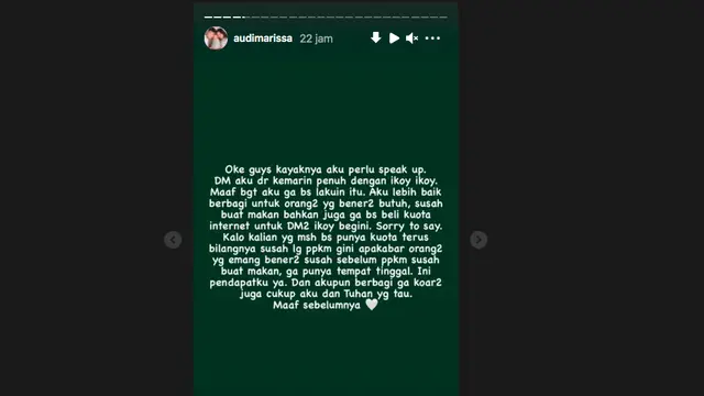 Audi Marissa Tolak Ikut Tren Ikoy-Ikoyan: Berbagi Cukup Aku dan Tuhan yang Tahu