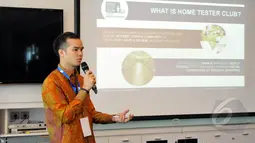 Nayoko Maitri Wicaksono selaku Managing Director Home Tester Indonesia saat menghadiri acara Launching Home Tester Club Indonesia di SCTV Tower, Jakarta, Selasa (17/3/2015). (Liputan6.com/Panji Diksana) 