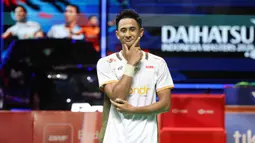 Tunggal putra Indonesia, Alwi Farhan memastikan berlaga di final Indonesia Masters 2026. Tampak dalam foto, pebulu tangkis tunggal putra Indonesia, Alwi Farhan merayakan kemenangan atas wakil Taiwan, Chi Yu Jen pada babak semifinal Indonesia Masters 2026 di Istora Gelora Bung Karno, Senayan, Jakarta, Sabtu (24/1/2026). (Bola.com/M Iqbal Ichsan)