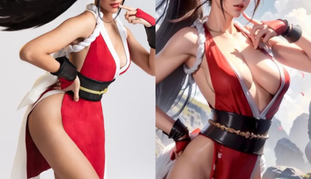 Setelah tampilannya yang smokey, kali ini Anya juga tampil fresh menjadi karakter Mai Shiranui yang memiliki ciri khas busana yang cukup terbuka. [@anyageraldine]