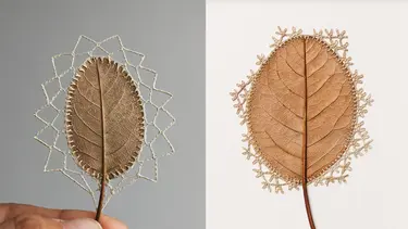 Hiasan Dinding Artistik Dengan Daun Daun Kering Yang Disulam Fashion Fimela Com