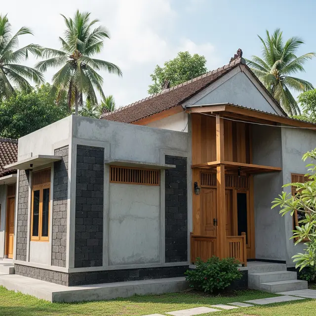 Contoh Rumah Kampung dengan Semen Ekspos