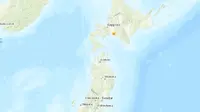 Gempa 5,3 skala Richter (SR) mengguncang Hokkaido, Jepang pada Jumat (5/10/2018). (USGS)