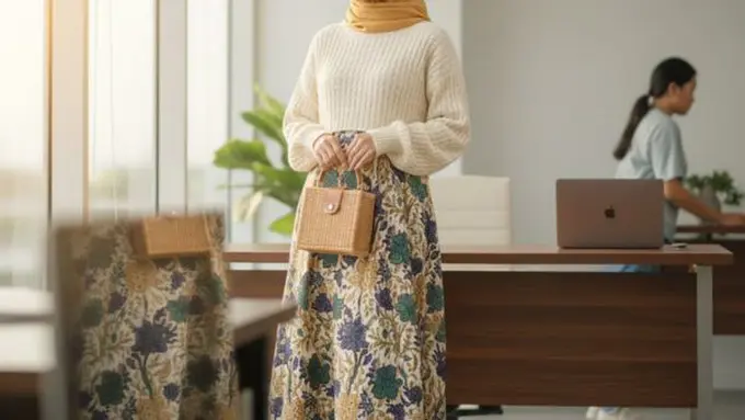 Ilustrasi Gamis Batik Katun