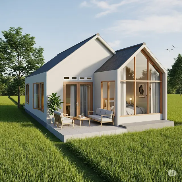 Rumah Sederhana di Tengah Sawah. Foto: Gemini