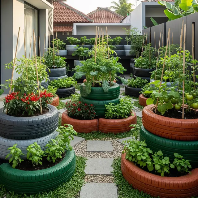 9 Model Kebun Sayur di Rumah Pakai Barang Bekas tapi Kelihatan Mahal