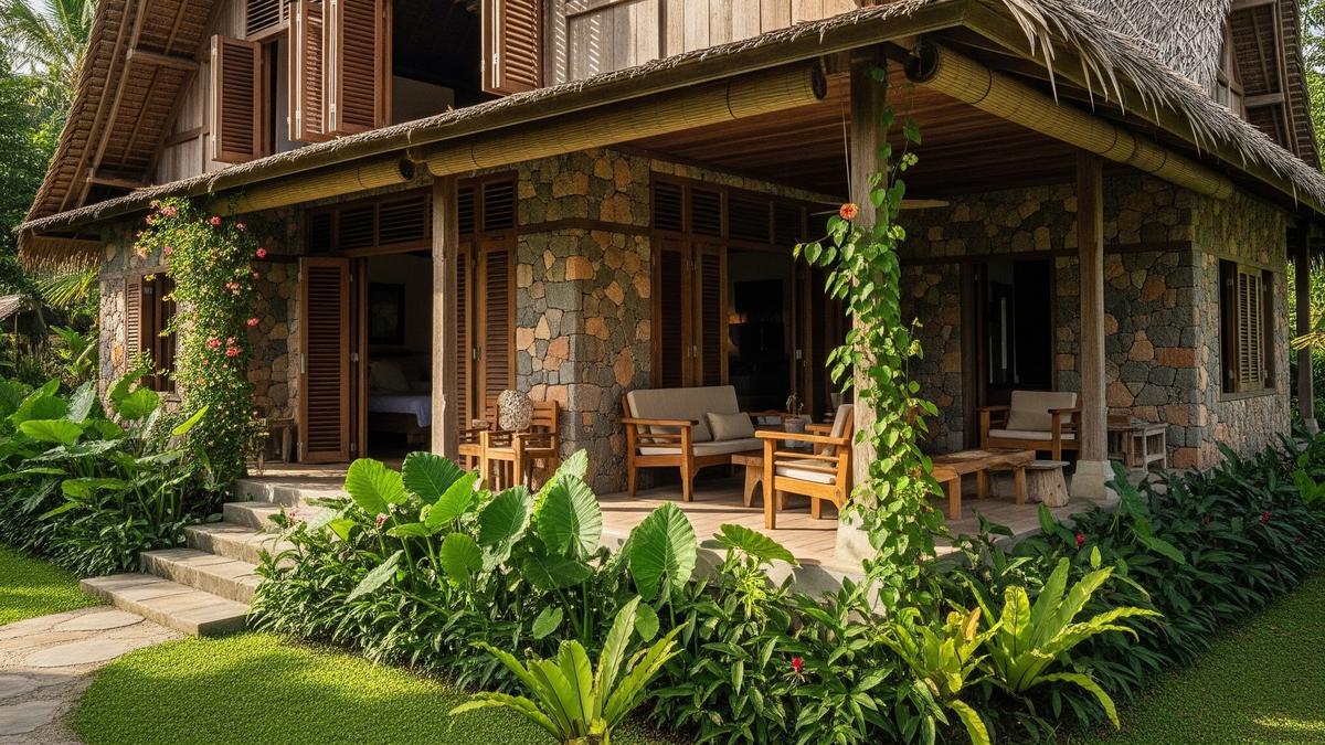 5 Model Rumah Desa dengan Kombinasi Material Kayu dan Batu Alam