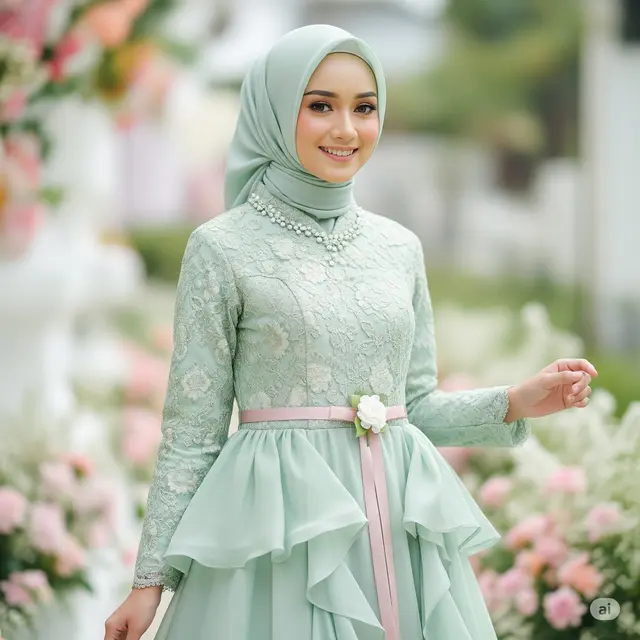Model Baju Gamis Brokat untuk Akad Nikah. Foto: Gemini
