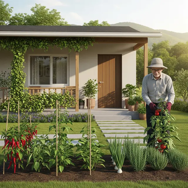 Model Rumah Sederhana dengan Suasana Tenang Pedesaan Cocok untuk Slow Living Lansia (AI)