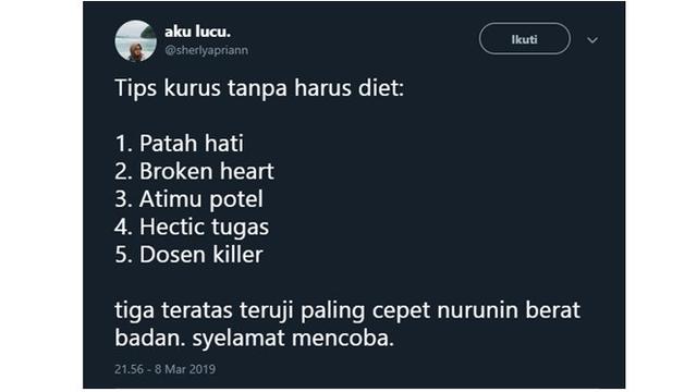 6 Tips Diet Tanpa Olahraga Versi Netizen Ini Lucu Banget Hot Liputan6 Com